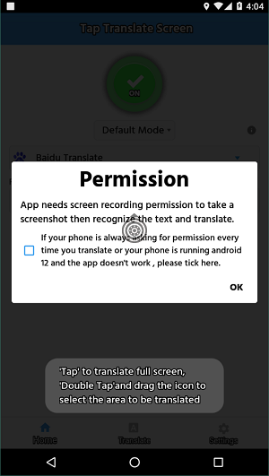 Tap Translate Screen